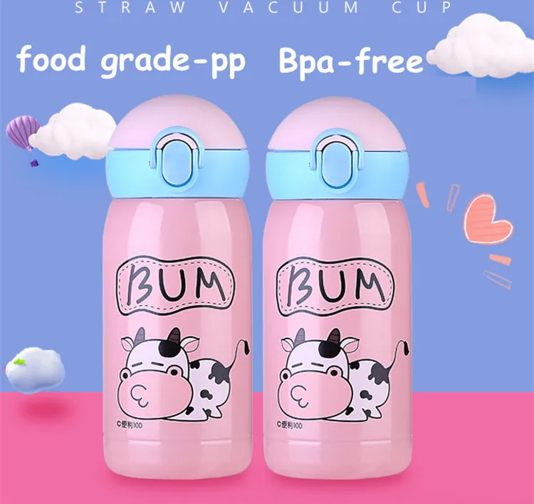 Bpa-free, мини, 200 мл, детский мультяшный термос, бутылка для воды, нержавеющая сталь, соломинка, вакуумная колба, детская, портативная, веревочная, термос, чашка