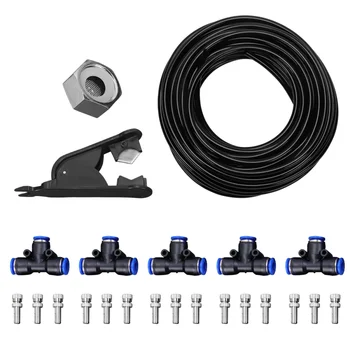 

20m Low Pressure Garden Spray Nozzle Set Outdoor Patio Cooling Atomizer Dust Removal Kit Water Mist System Spray for Garden Acce