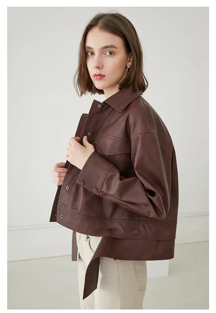 Chaquetas mujer, женское осеннее винтажное повседневное свободное короткое пальто из искусственной кожи, casaco moda feminina, байкерская куртка, укороченная куртка