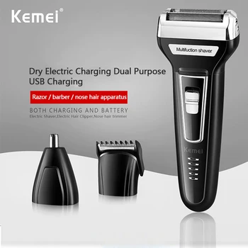 

3 In 1 Multifunctional USB Rechargeable Man Electric Hair Clipper Nose Trimmer Dual Blade Shaver Barber Haircut Machine