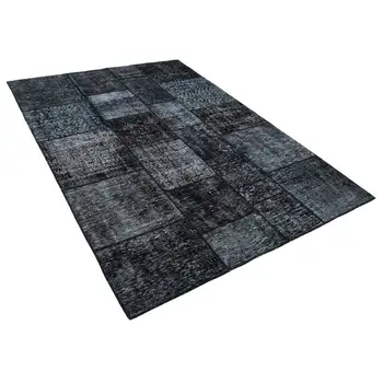 

170x243 Cm Black Handmade Patchwork Rug-6x8 Ft