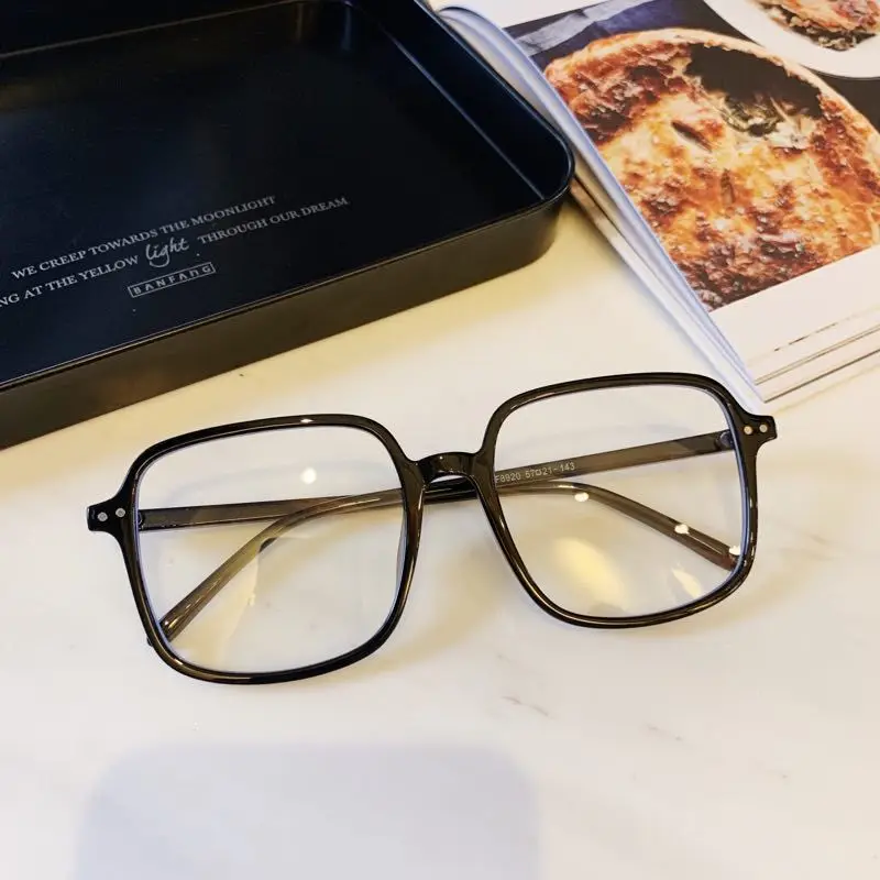 GLOSY BLACK Модные женские большие очки, оправа для мужчин, черная оправа для очков, винтажные Квадратные прозрачные линзы, очки, оптическая оправа для очков - Цвет оправы: GLOSY BLACK