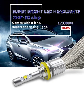 

2PCS Automotive Lighting H1 H3 9012 LED Headlight Bulbs For XHP50 104W H4 D2H H7 H11 9005/HB3 9006/HB4 Car led HeadLamp Fog Ligh