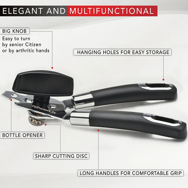 Can Opener Manual Safe Cut Smooth Edge for Cans Multi function