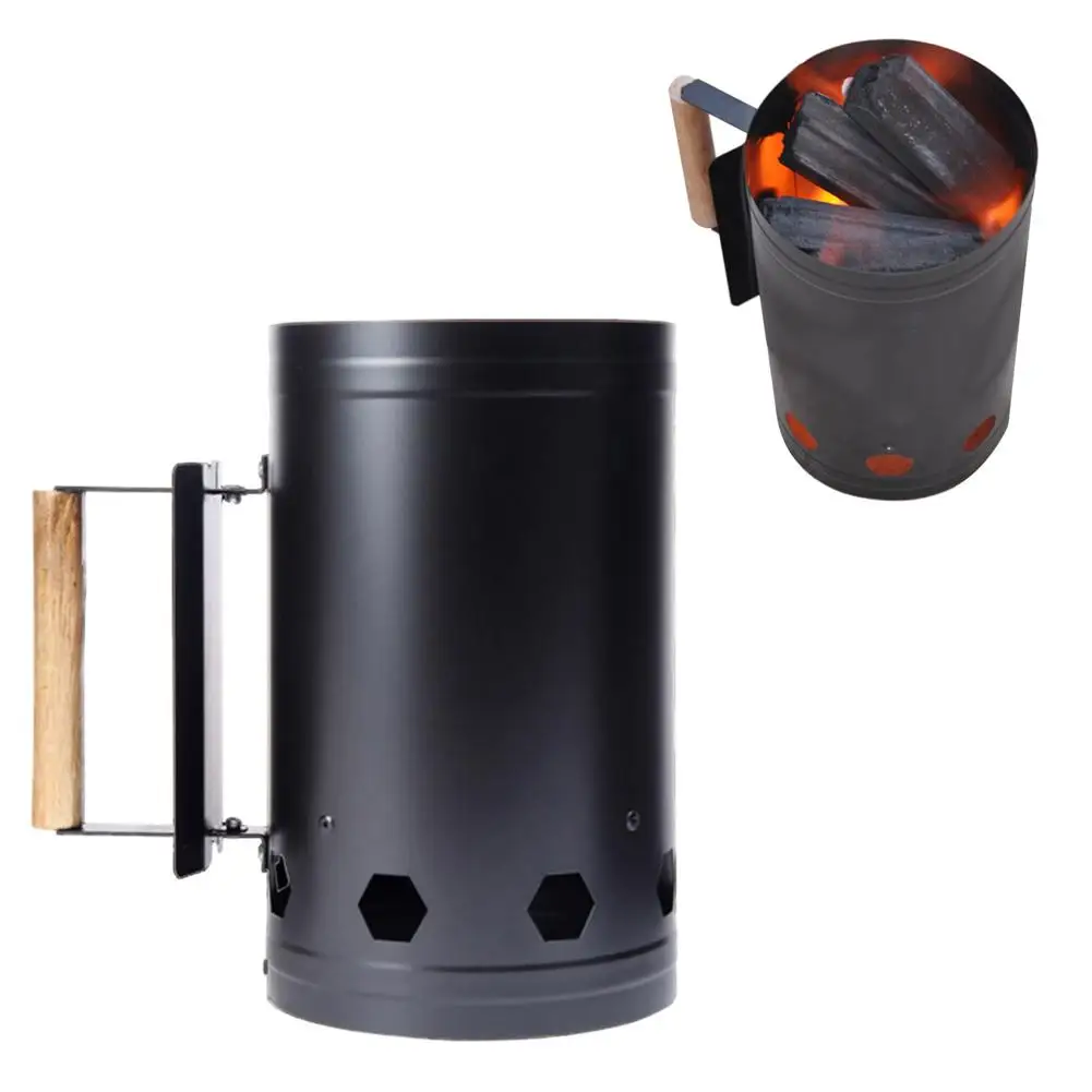 Fast Charcoal Ignition Barrel Carbon Stove Outdoor Barbecue Fire Starter Bucket 2021 Barbecue Tool Bamboo Chimney Charcoal Grill