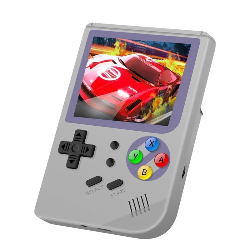 

Rg300 3 Inch Video Games Retro Console Build-In 3000 Games Handheld for Cp1 Cp2 Neogeo Gbc Gb Md Open System Gray