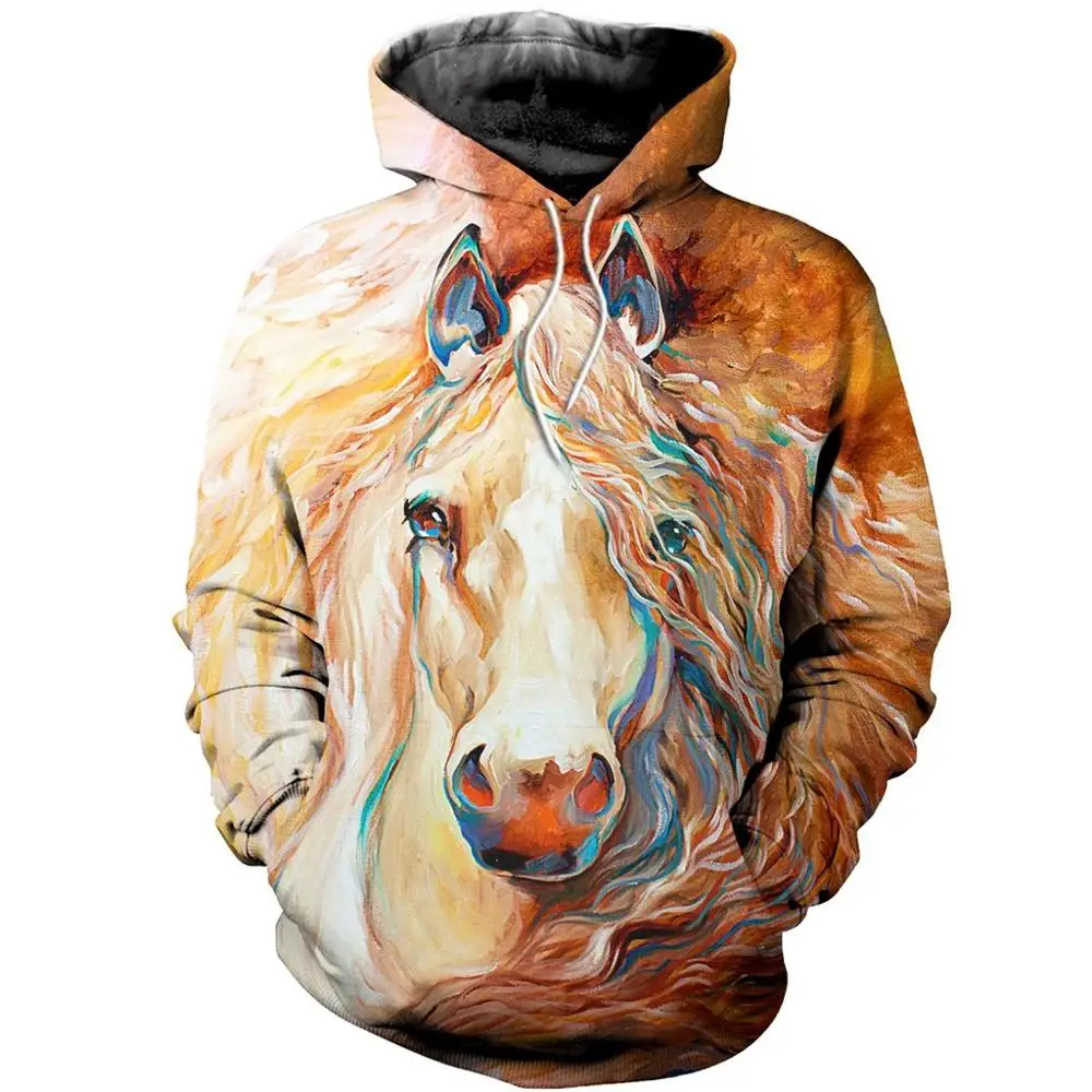 WE-413 Новинка зимы sudadera hombre 3d Толстовка с капюшоном с принтом белой лошади с животным узором Harajuku интересные толстовки цветной значок лошади для пальто - Цвет: WE-413