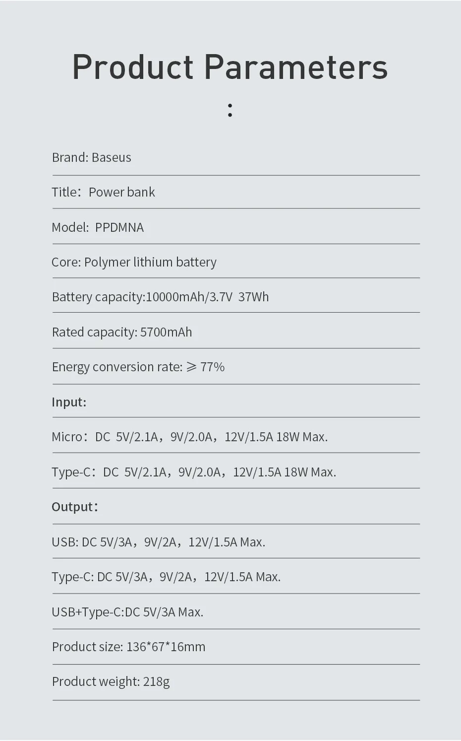 Baseus Quick Charge 3,0 10000mAh power Bank QC3.0 PD type C 10000 power bank портативное Внешнее зарядное устройство для Xiaomi iPhone