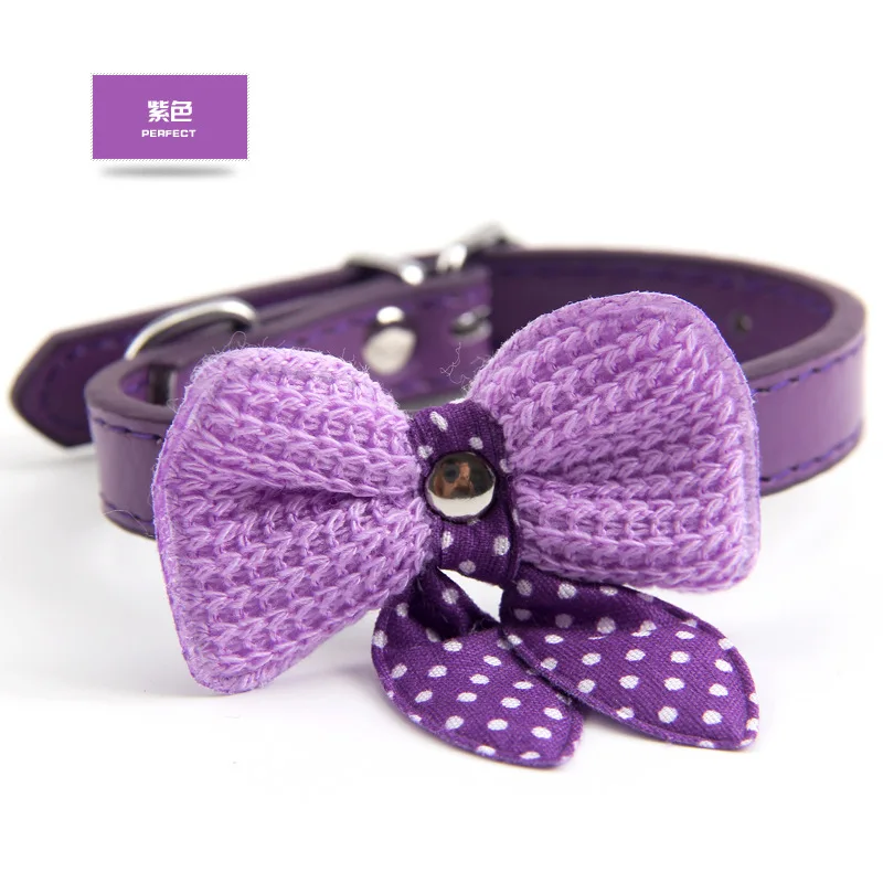 Purple Роскошные элегантные товары для собак ПУ бабочка лук - Цвет: Purple
