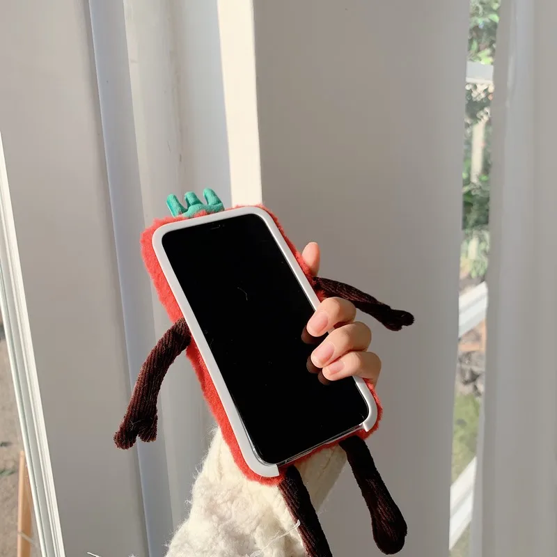 Gelandge мультфильм вышивка мех Чехлы для iPhone X XS XR 11 Pro Max 7 8 Plus теплая рука милый мягкий плюшевый Телефон задняя крышка Coque