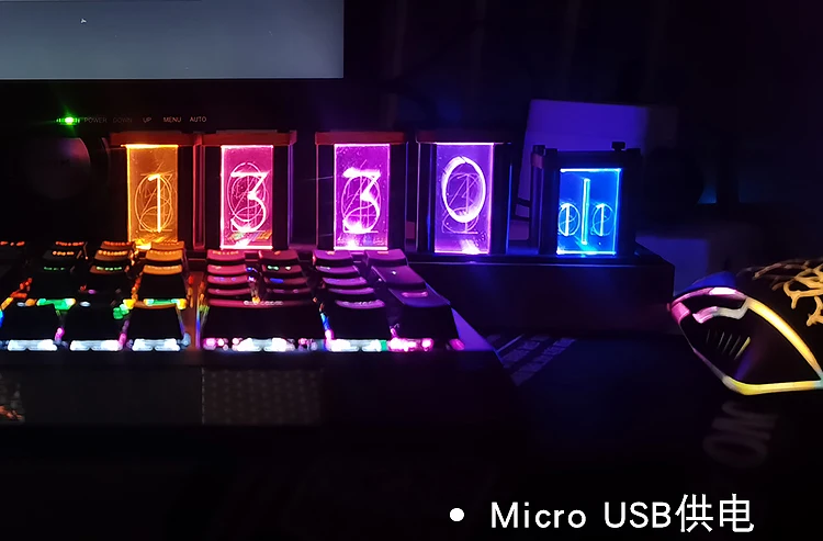 

RGB Pseudo Glow Tube Clock Led Electronic Kit Digital Diy Imitation Stone Gate Birthday Gift