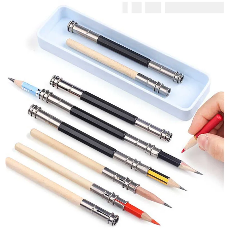 Metal Pencil Extender Kit, Pen Receiver, Plain Clip, Double Headed Lápis, Lápis Case, 5 pcs, 10pcs
