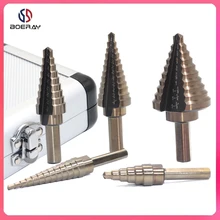 

Boerray 5 Pcs HSS Cobalt Step Drill Bit Set for Metal Hole Cutter 50 Sizes Inch Titanium Coated Cone Drill Bits