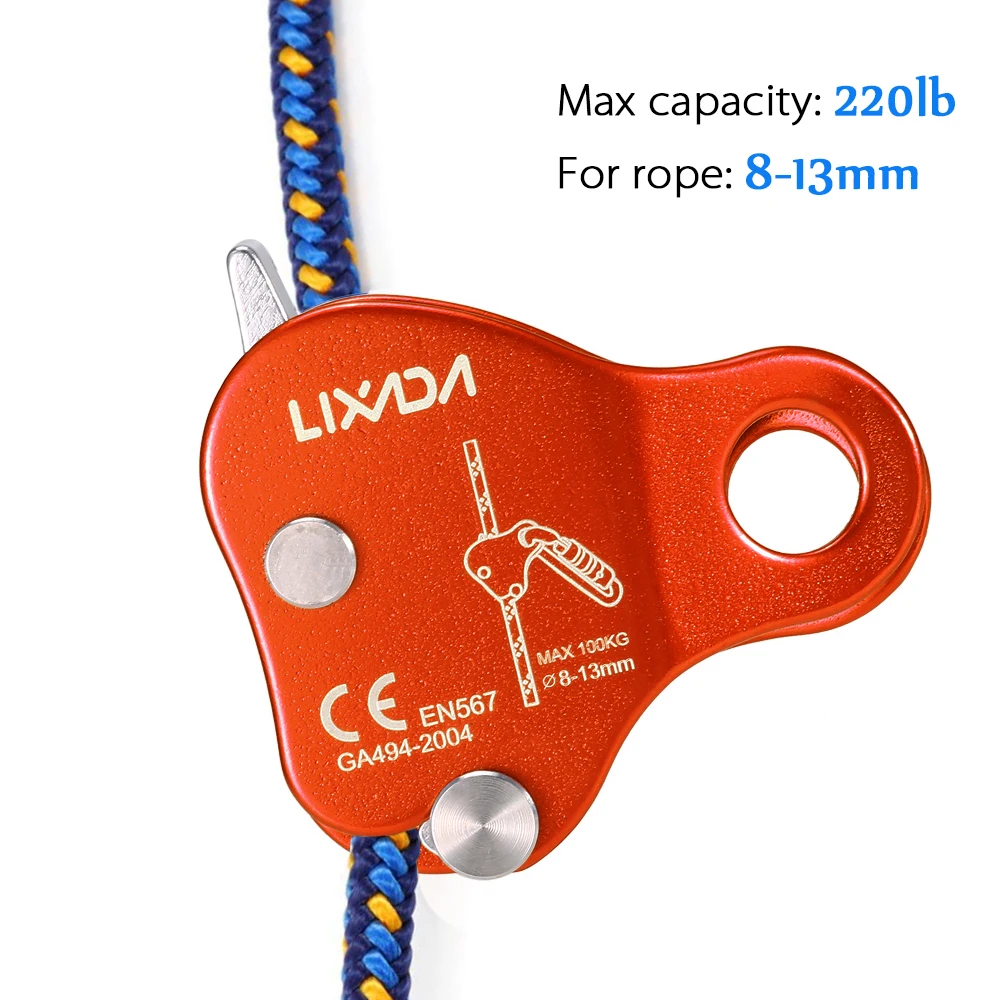 Lixada Открытый скалолазание защитный Ascender 220LB скалолазание Belay устройство веревка Захват Открытый скалолазание такелаж 8-13 мм веревка