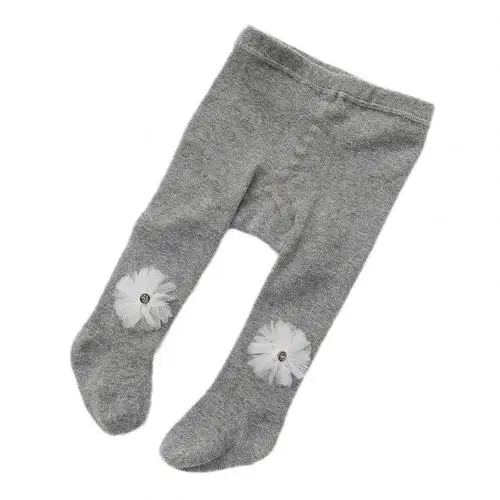 Light Gray S Дети для девочек верхняя одежда для детей с цветочным принтом, хлопковые длинные чулки, колготки, леггинсы, Новинка - Цвет: Light Gray S