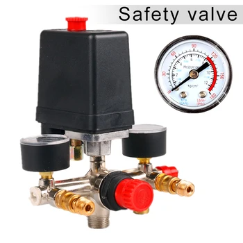 

90-120PSI Air Compressor Manifold Regulator Gauges Pressure Durable Switch Control Valve CLH@8