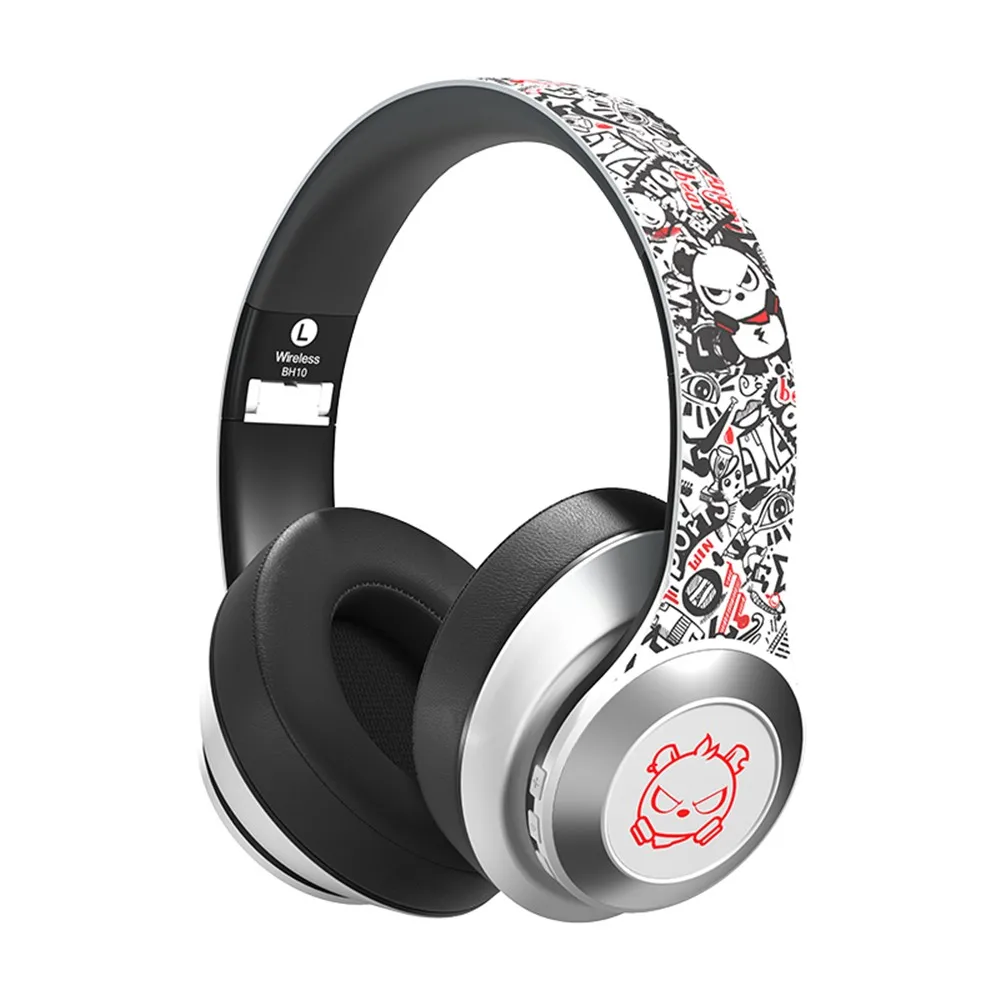 Graffiti Bear White Модные беспроводные Bluetooth Hi-Fi стерео наушники Накладные наушники 18 часов воспроизведения звук с насыщенными басами - Цвет: Graffiti Bear White