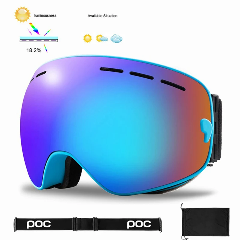 Gafas de esquí magnéticas de doble capa para hombre y mujer, máscara de esquí grande antiniebla, gafas para deportes al aire libre, UV400, gafas de Snowboard para nieve