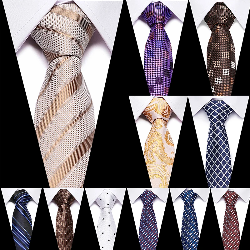 

Luxury 100% Silk Jacquard Woven Neck Tie Suit Plaid Tie For Men 7.5cm Necktie Wedding Party Formal Dress Accessories Mens Ties