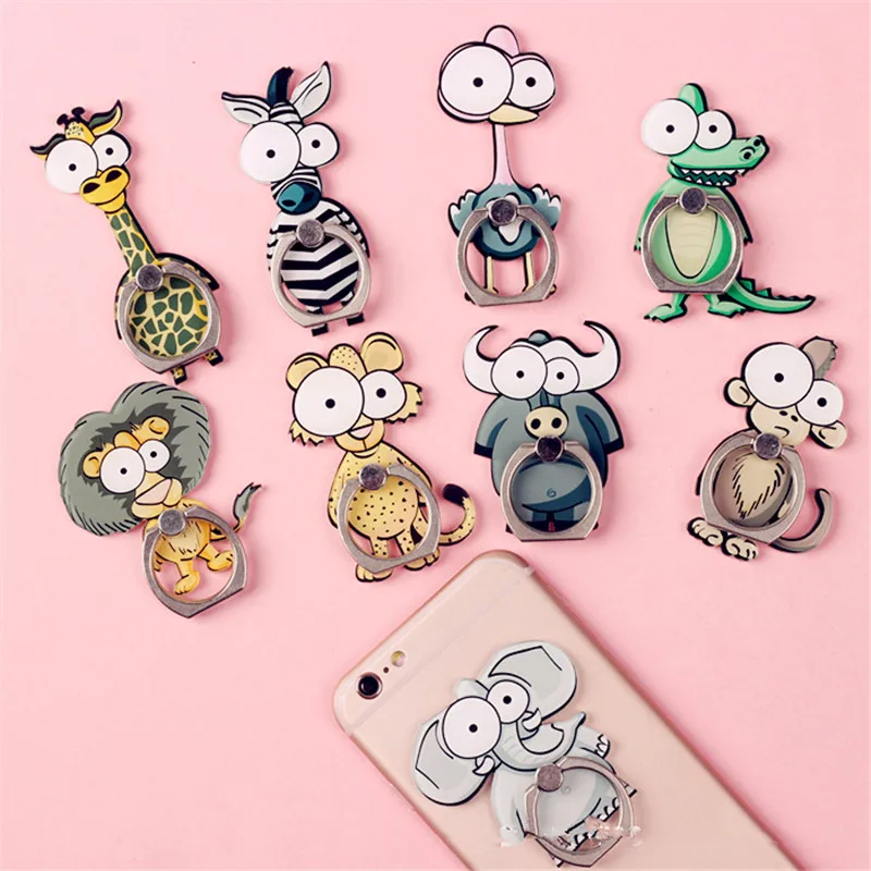 

Universal Cartoon Animal Finger Ring Mobile Phone Holder 360 Degree Phone Ring Metal Stand Holder For Iphone