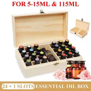 

25 Grids Wooden Storage Box Organizer For Essential Oil Carrying Case Aromatherapy Container Treasure Jewelry Storage Box