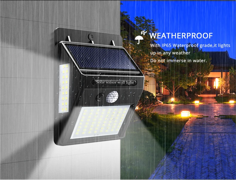 100 светодиодный солнечный свет наружное освещение светодиодный солнечный светильник PIR датчик движения садовый свет настенный на солнечной энергии лампа-фонарь уличного освещения водонепроницаемый