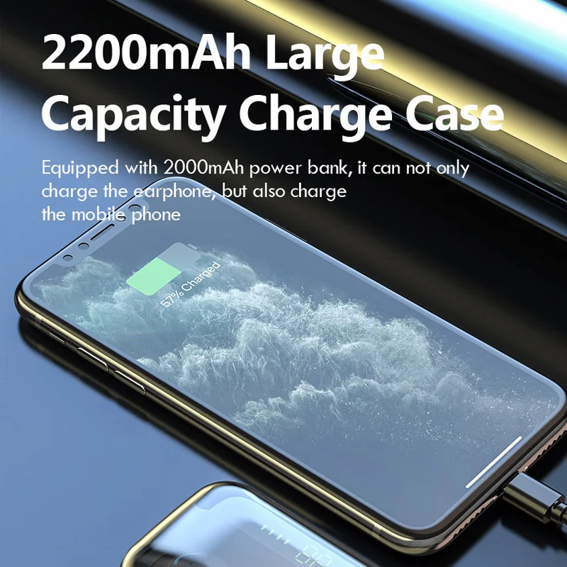 TWS Bluetooth 5.0 Earphones 2200mAh Charging Box Wireless Headphone 9D Stereo Sports Waterproof Earbuds Headsets With Microphone