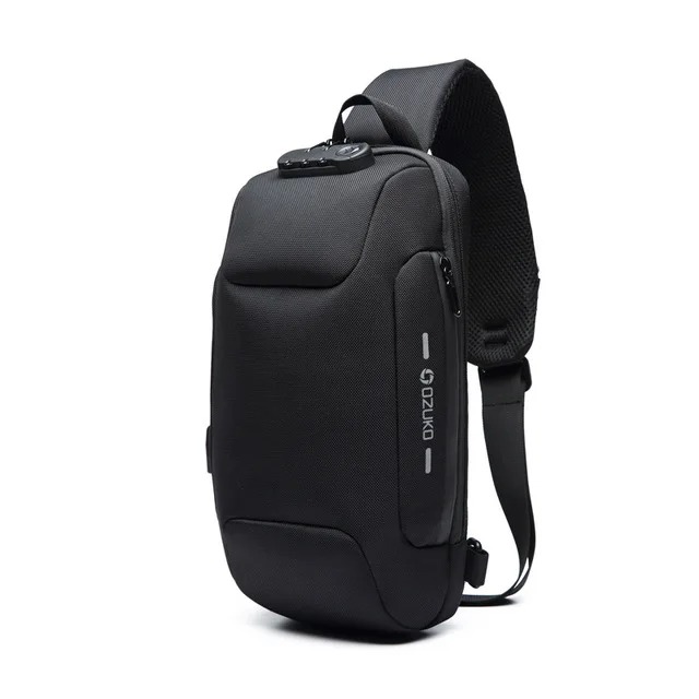 9223 Black OZUKO, брендовая сумка через плечо, мужская, 9,7 дюймов, iPad, сумка через плечо, usb зарядка, водонепроницаемая - Цвет: 9223 Black