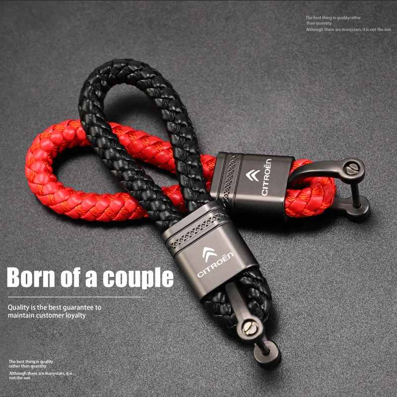 1Pcs Universal Metal Car Keychain Leather Woven Key Ring For Citroen Cactus C1 C2 C3 C4 C5 C6 C8 Picasso Saxo Vts Aircross C4L | Автомобили