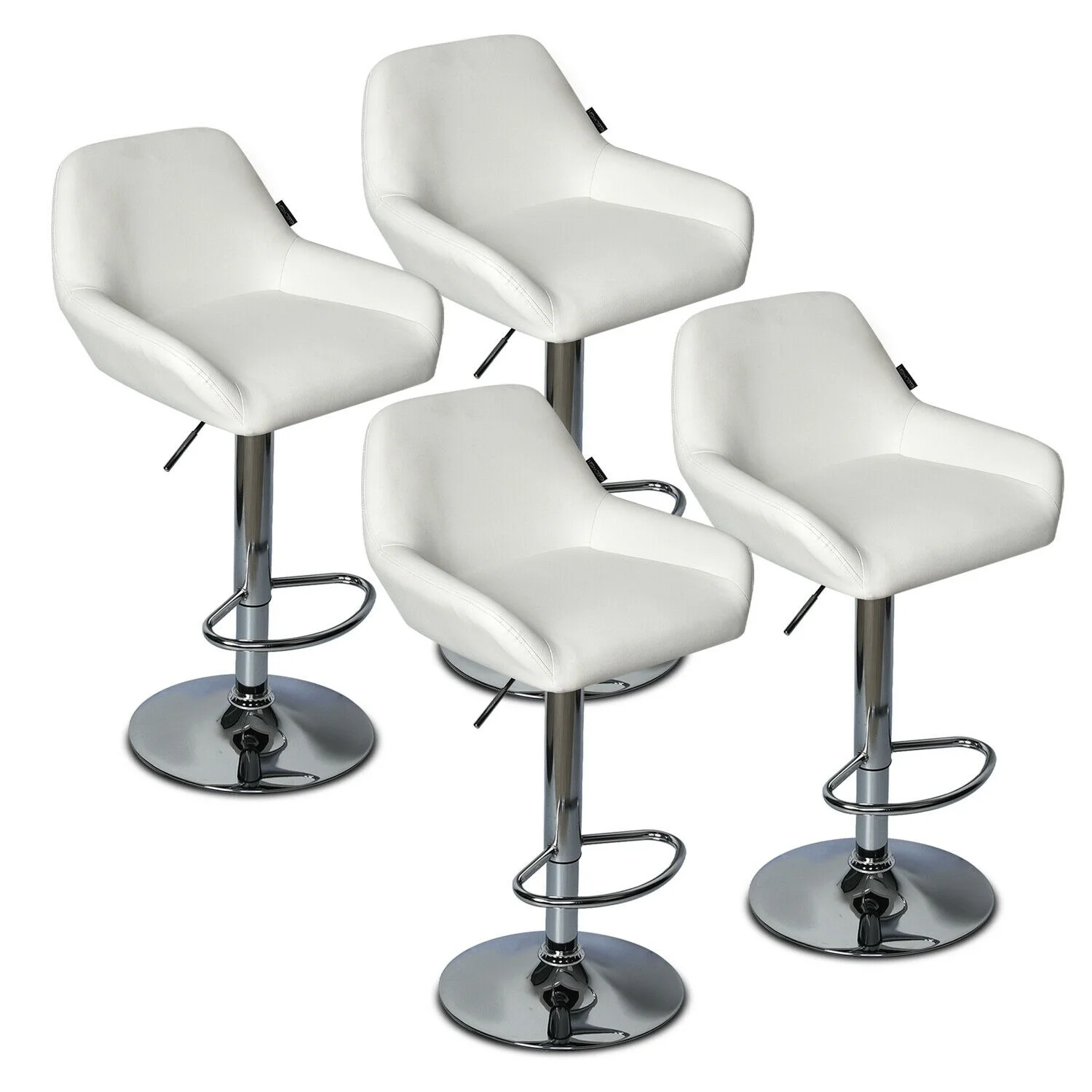 

Set of 4 Bar Stools Adjustable Swivel Leather Counter Pub Kitchen Dining Chairs