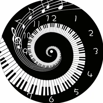 

Wall Clock Piano Key Printed Mirror Surface Clock Sticker Decorative Clock