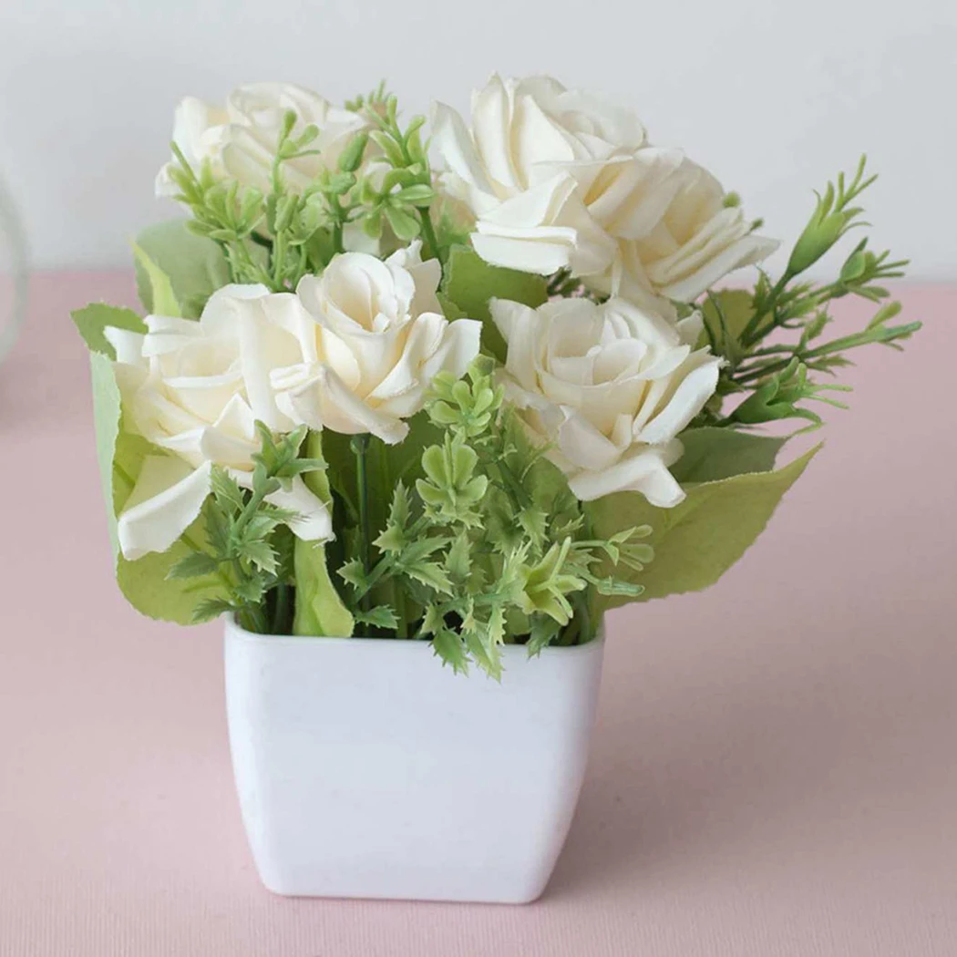 Искусственные розы искусственный цветок в горшке бонсай украшение для кафе сада