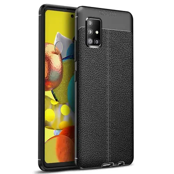 

50pcs/lot For Samsung Galaxy A21S Anti-Slip Slim Soft TPU Skin Armor Litchi Anti-Shock Case For Samsung Galaxy A51 5G