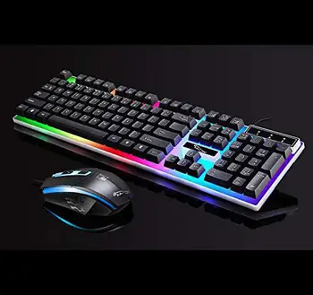 

Computer Mechanical Keyboard USB Wired LED Light Backlight Keyboard Mouse Combination Set