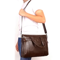 Brand Briefcase Men Bag High Quality Classic PU Leather Men’s Business Handbag Retro Messenger Bags 15 in Computer Laptop bag 1