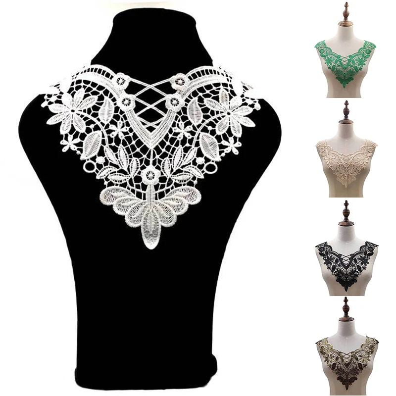 

5 Colors High Quality White Lace Fabic Embroidered Applique Neckline for Lace Fabric Sewing Supplies Scrapbooking