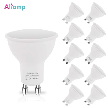 

GU10 LED Light Bulbs Spotlight 4.5W 50W Halogen Equivalent 450lm Warm White 3000K 120 Beam Angle Recessed Home Lighting 10 Pack