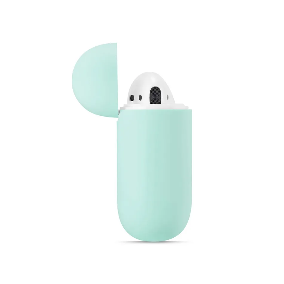 KJOEW сплошной цвет мягкий силиконовый для AirPods apple беспроводной bluetooth защитный чехол для наушников наушник защитный чехол для наушников