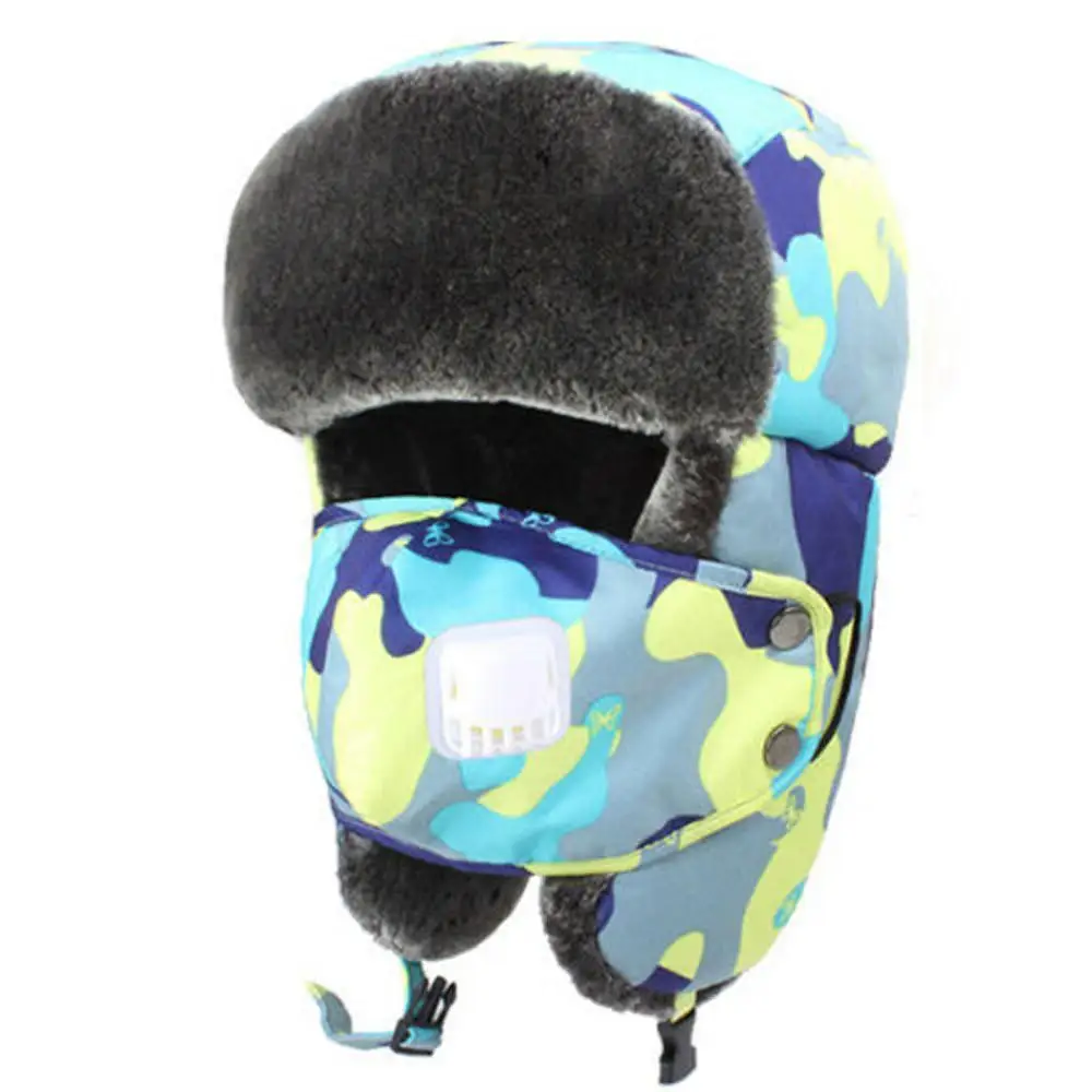 Multicolor Шляпа Leifeng, маска, наушники для женщин, головной убор для шеи, теплая детская зимняя утолщенная шапка для девочек, Охотничья Шапка для мальчиков и девочек, теплая шапка с ушками - Цвет: Multicolor