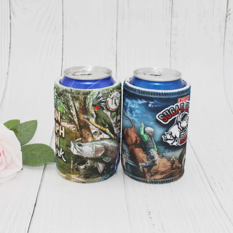 

100pcs Neoprene Print Stubby Coolers with Amazing Designs Stubbie For Business Beer Can Holder Wedding Gift Customised Cooler