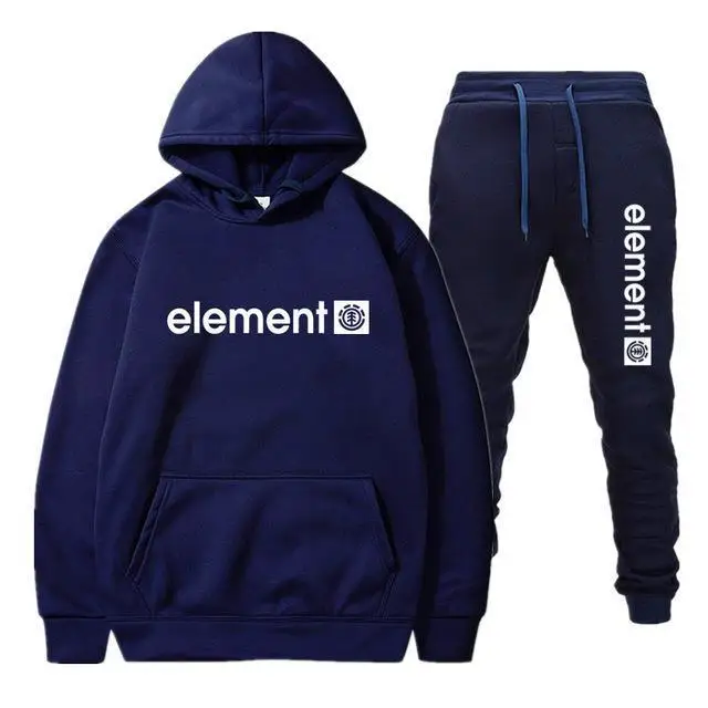 Navy blue-Navy blue Новые спортивные облегающие комплекты для мужчин s Jogger Gyms, модный спортивный костюм, мужская спортивная одежда, толстовки+ штаны, спортивный костюм, комплект для мужчин - Цвет: Navy blue-Navy blue
