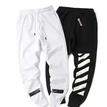 Off-White OW косая полоска для мужчин и женщин унисекс стиль для влюбленных осень зима Модные хлопковые повседневные свободные спортивные штаны