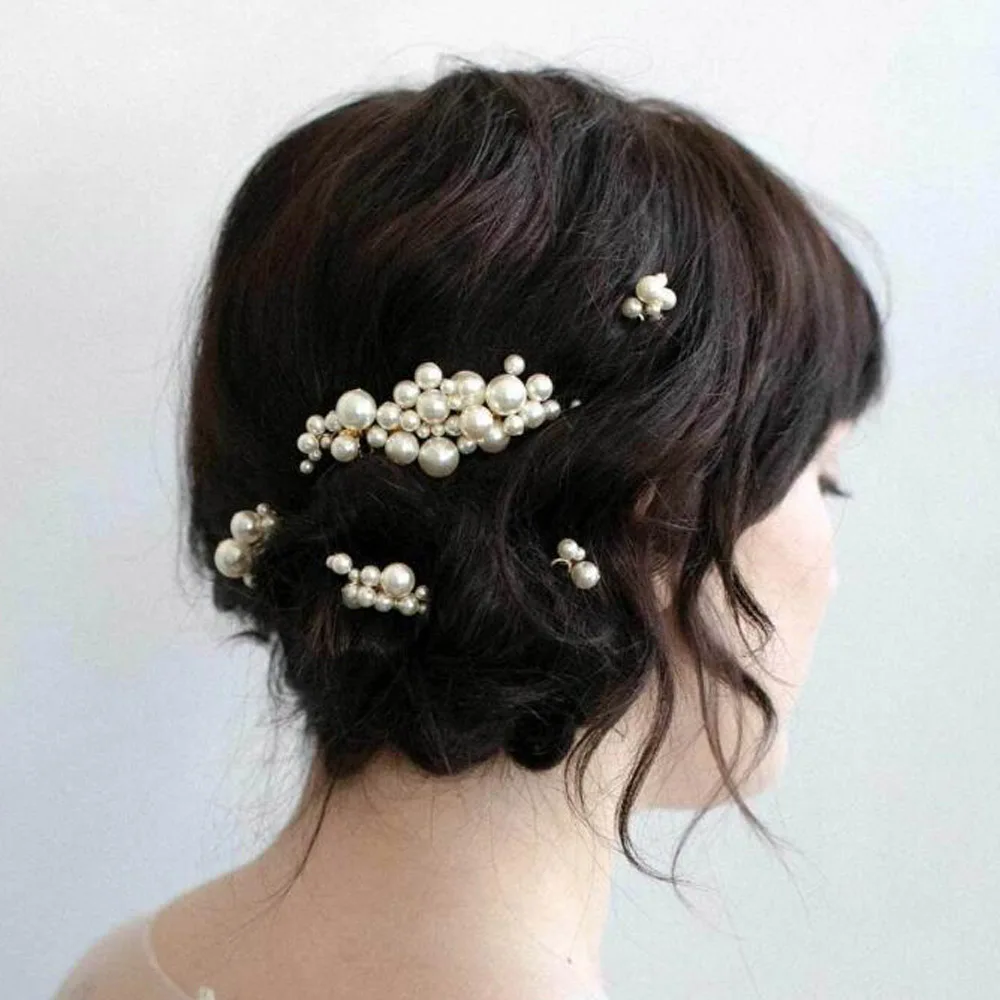 Simulated Pearl Hair Pins Clips and Comb For Women Flowers Hair Combs Wedding Bridal Party Jewelry For Gift Women 5 PCSt bridal hair accessories hair accessories