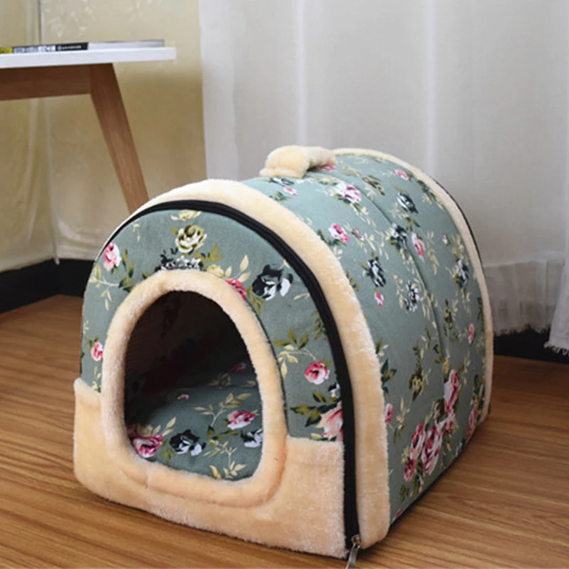 Pet Bed Vintage Wall Tiles House For Dog Sleeping Sofa Bed Removable Cushion Pet Beds Dogs Puppy Beds Foldable Mat For Dog House