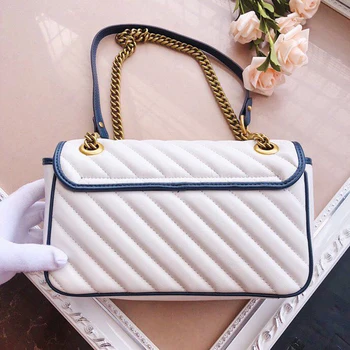

2020 new GG women's bag double g bag color matching white chain bag luxury one shoulder straddle fashion bag summer luxury versa