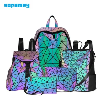 

Men's Backpack Sport Rucksack Simple Double-Shoulder Fashion Teenage Handbags Female Chain Luminous Bags Zipper Backpack Bag