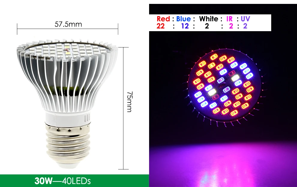 Светодиодный светать полный спектр 10 W/30 W/50 W/80 W E27 УФ ИК светодиодный растет лампы для гидропоники цветы растения светодиодный лампы рост