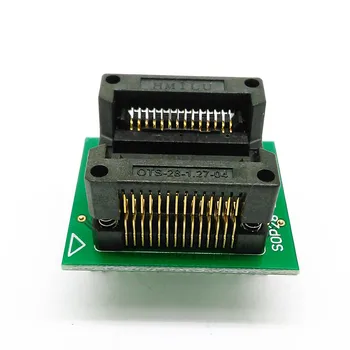 

SOP28 SOIC28 SO28 to DIP28 Pitch 1.27mm IC Body Width 7.5mm 300mil OTS-28-1.27-04 IC programming test socket with ZIF adapter