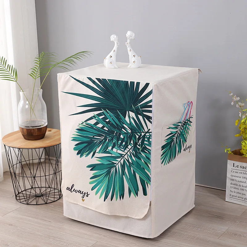 Nordic Style Washing Machine Dustproof Cover Cotton And Linen Cover Washing Machine Protector Covering Cloth