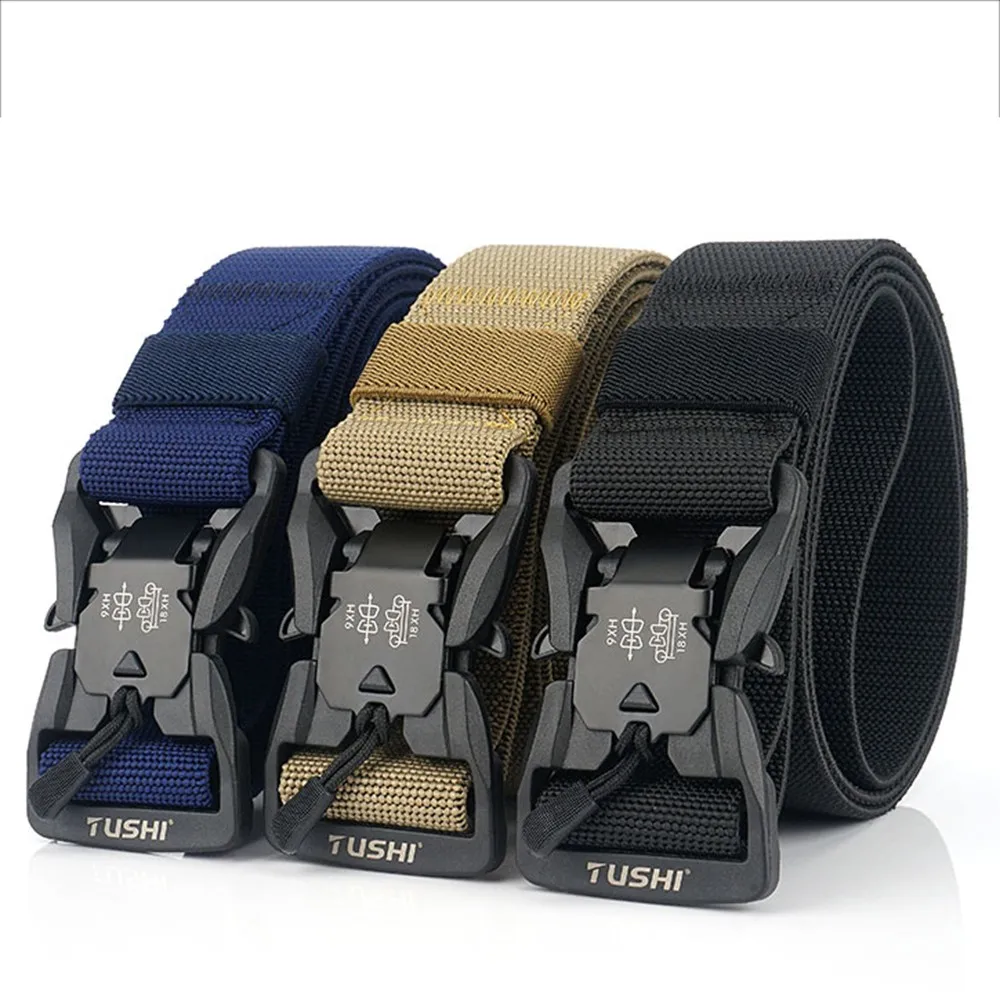 

125CM Tactical Elastic Belt Hunting Training Option magnet Elastic Belt Normal Nylon Buckle Elastic Elastic Braided Belt